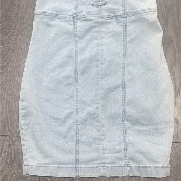 Revamped Denim half Light Blue Lace-Up Dress - Picture 4 of 11